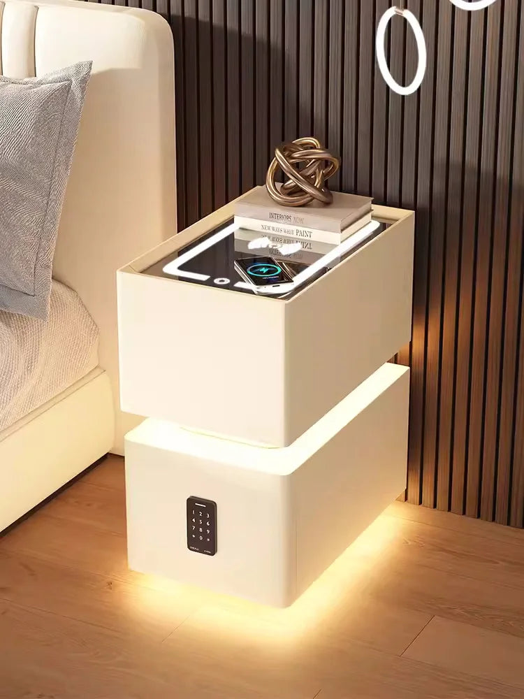 Creative 25cm Smart Bedside Table with Sensor Light & Charging