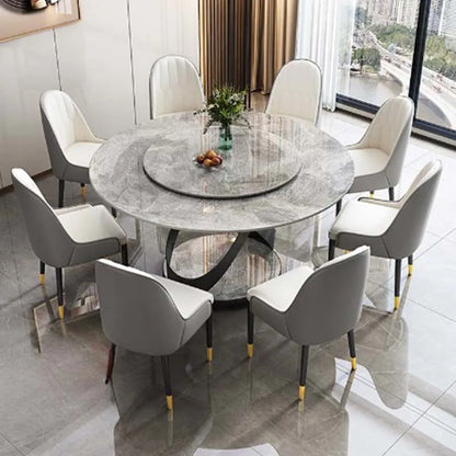 Designer Round Dining Table: Luxury Rotating Turntable, Modern Restaurant Furniture