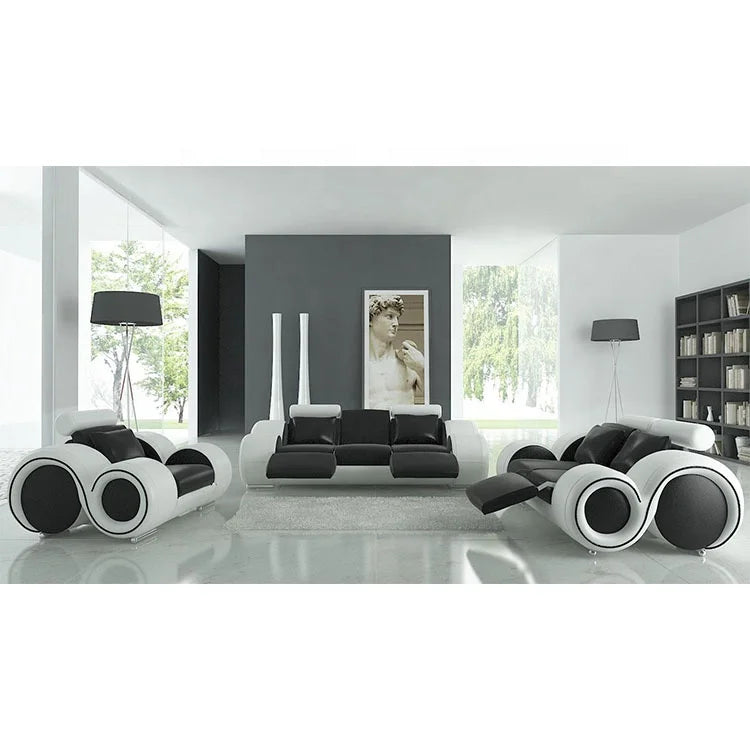 Modern Luxury Italian Leather Recliner Sofa Set for Living Rooms