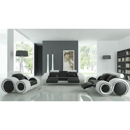 Modern Luxury Italian Leather Recliner Sofa Set for Living Rooms