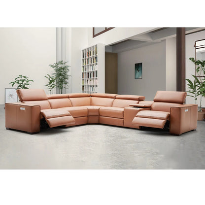 Electric Recliner Sofa: Dual Motor, Leather Sectional with Headrest