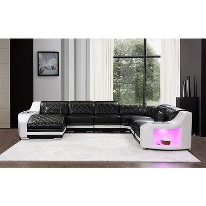 Imported Genuine Cowhide Leather L-Shape Sofa for Modern Living Rooms