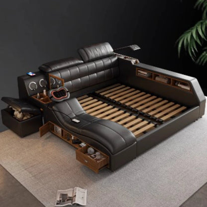 Storage Frame Double Bed: Luxury Wood, Drawers, Multifunctional