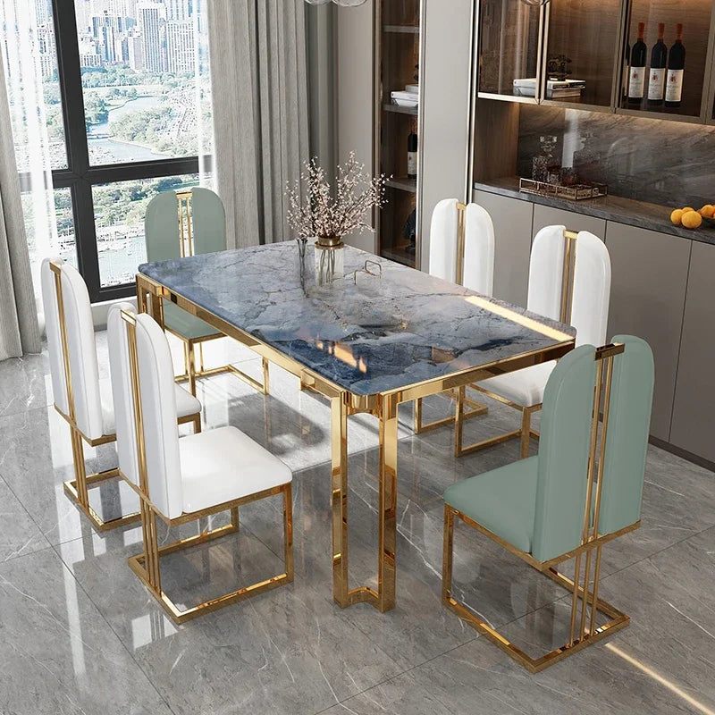 Unique Luxury Dining Set: Modern Metal Legs, Space-Saving Rectangular Table, Nordic Design