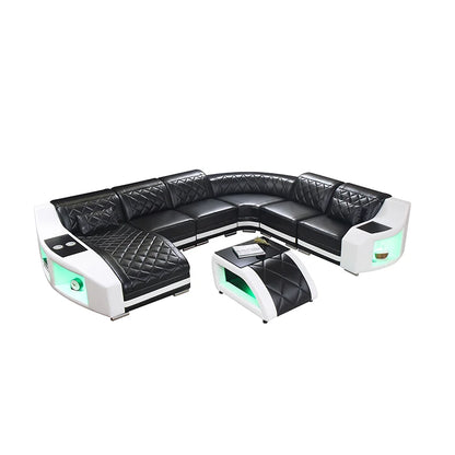 Imported Genuine Cowhide Leather L-Shape Sofa for Modern Living Rooms