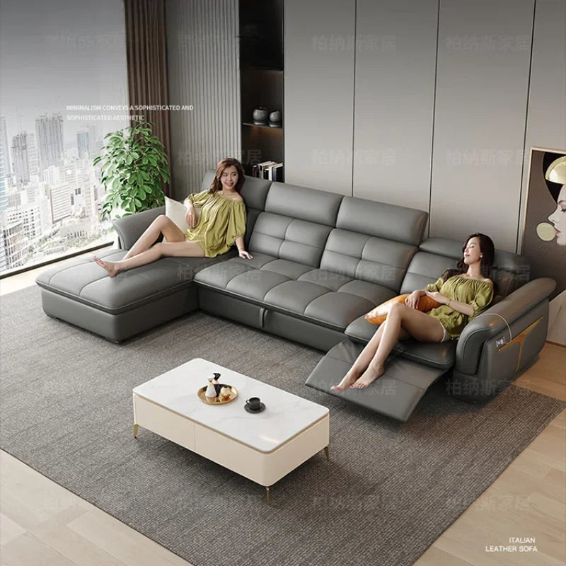 Luxury Genuine Leather Sofa - Modern Recliner & Designer Sectional