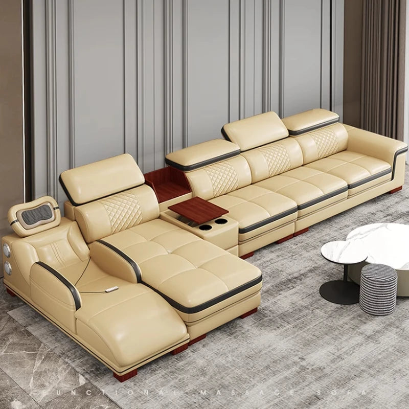 Reclining Massage Nordic Sectional Sofa - Modern Leather Lounge