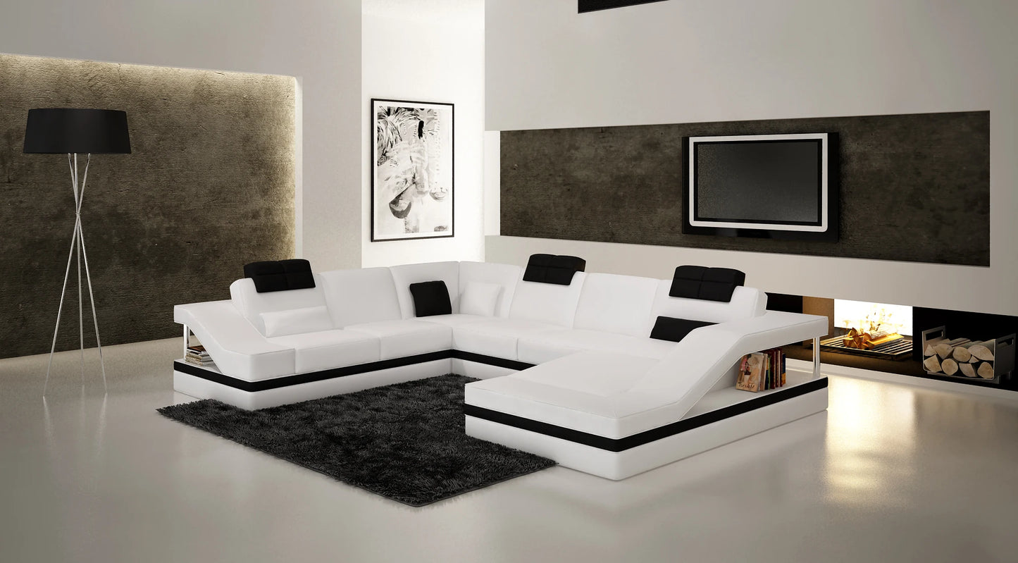 Modern Luxury Black Eco-pure Leather Italian Recliner Sofa Set Furniture Modular Sofa in Leather