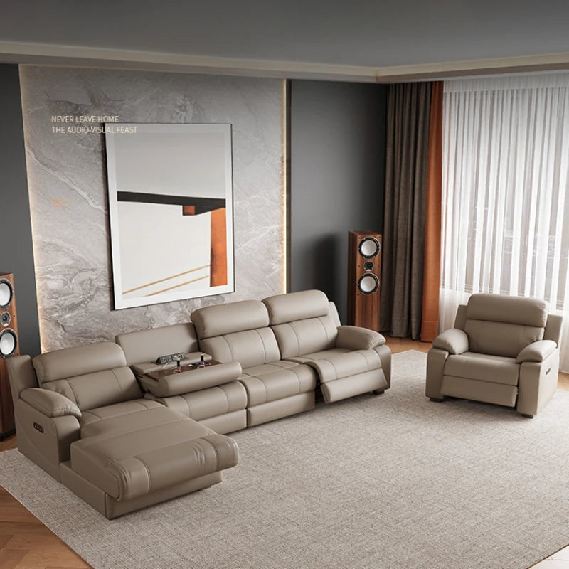 Luxury Genuine Leather Reclining Lounge Sofa - Fancy Modern Design