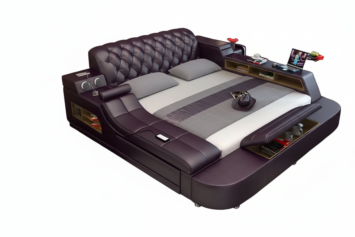 Modern design smart bed with dressing table multi functional bed king size bed frame smart bedroom furniture home furniture