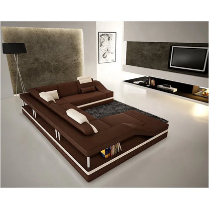 Modern Luxury Black Eco-pure Leather Italian Recliner Sofa Set Furniture Modular Sofa in Leather