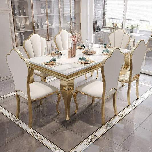 Waterproof Dining Table: Unique Gold Vintage Marble, Mobile, Nordic Design