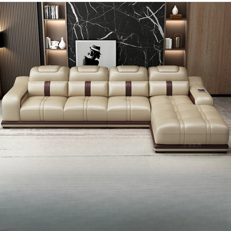 Genuine Leather Living Room Sofa - Modern Designer Loveseat & Sectional