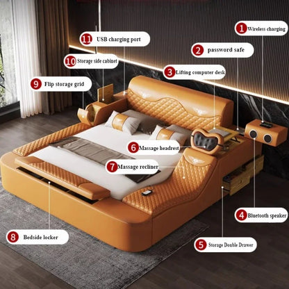 Multifunctional Smart Bed | Tech Smart, Massage, Leather Cama