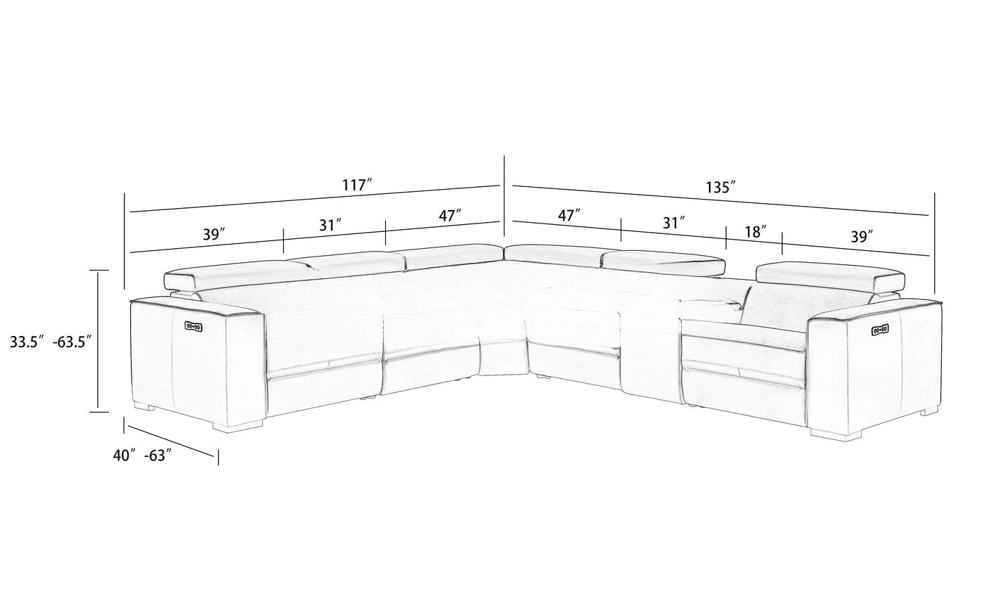 Electric Recliner Sofa: Dual Motor, Leather Sectional with Headrest