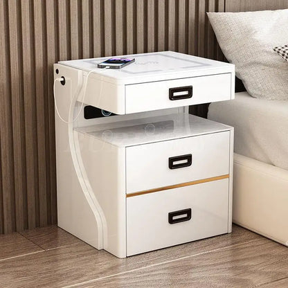 Modern Bedside Table with Smart Storage and Wireless Charging