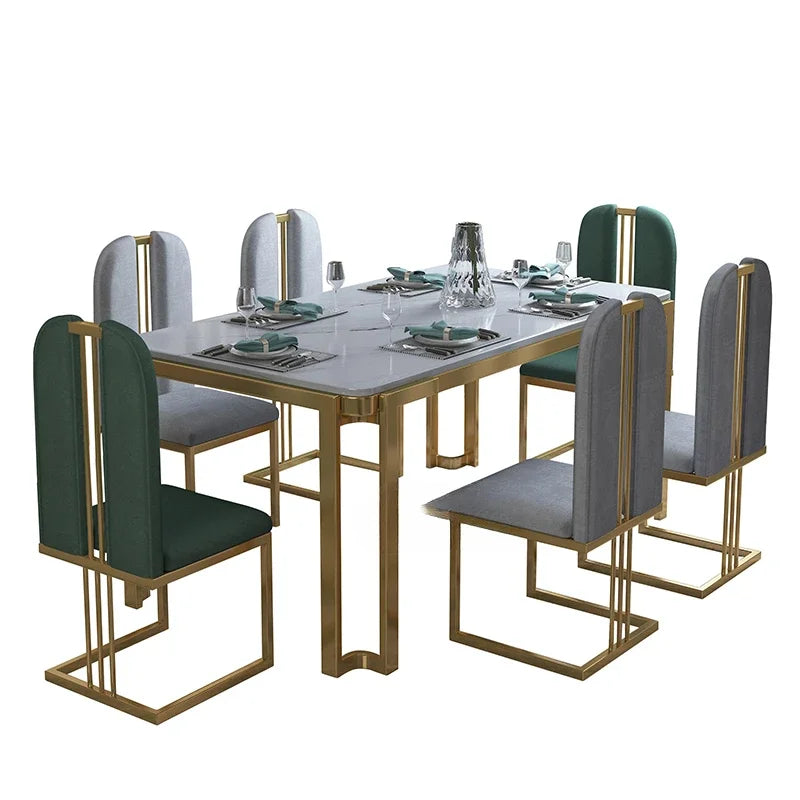 Unique Luxury Dining Set: Modern Metal Legs, Space-Saving Rectangular Table, Nordic Design