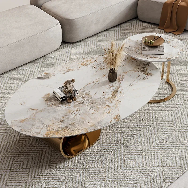 Light Luxury Marble Coffee Table: Irregular White Design, High-End Villa, Designer Tea Table