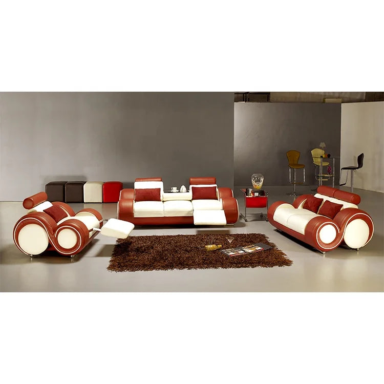 Modern Luxury Italian Leather Recliner Sofa Set for Living Rooms
