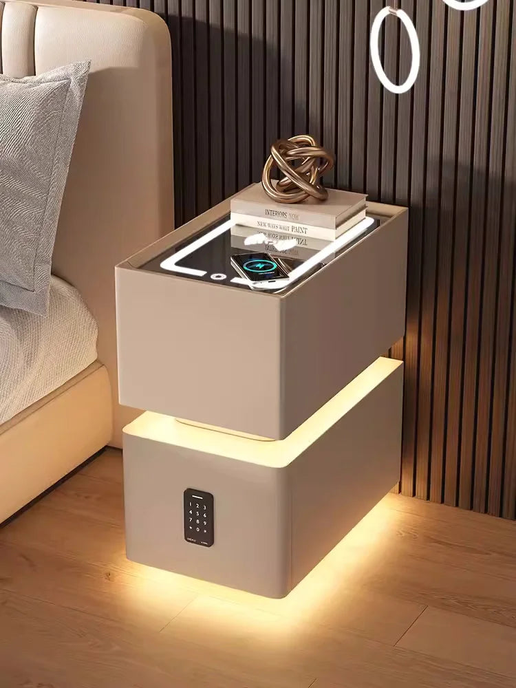 Creative 25cm Smart Bedside Table with Sensor Light & Charging