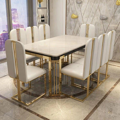 Light Luxury Dining Set: Modern Table with 6 Chairs, High-End for Large Apartment