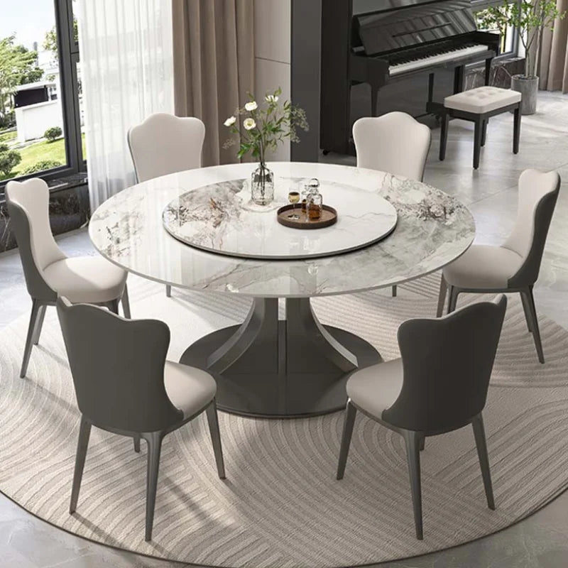 Rotator Dining Table Set: Unique Round Design, White Wood, Luxury Restaurant Furniture