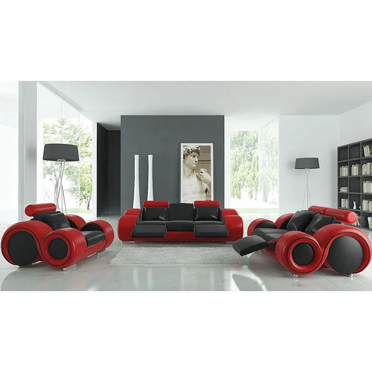 Modern Luxury Italian Leather Recliner Sofa Set for Living Rooms