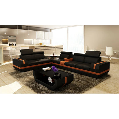 Luxury Modern Genuine Leather Corner Sofa Set for Living Rooms
