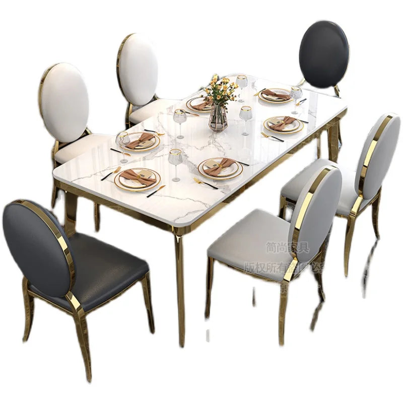 6-Person Dining Table: Marble Top, Coffee Console, Hospitality, Restaurant, Kitchen, Mesa Comedor