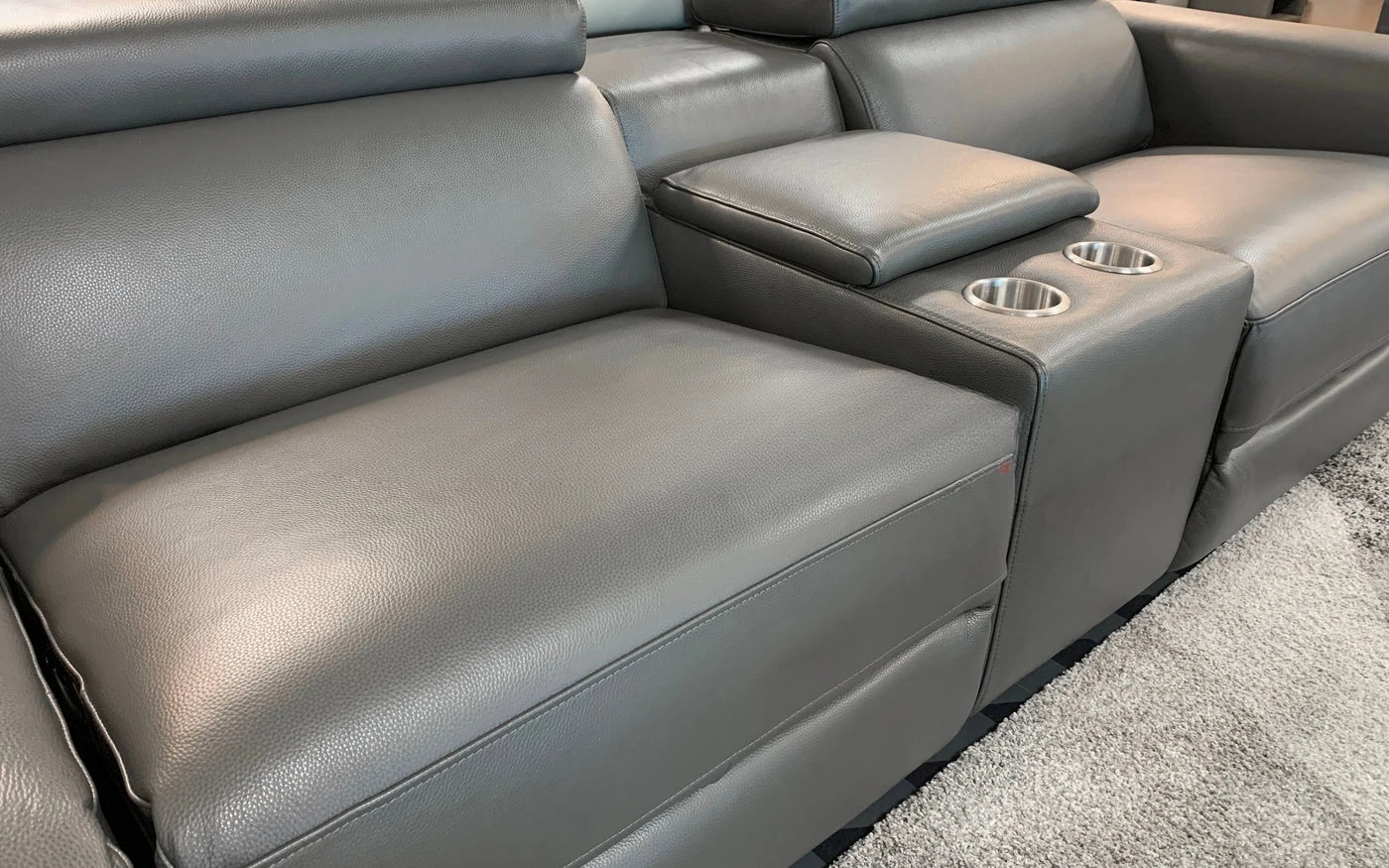 Electric Recliner Sofa: Dual Motor, Leather Sectional with Headrest