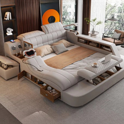 Storage Frame Double Bed: Luxury Wood, Drawers, Multifunctional