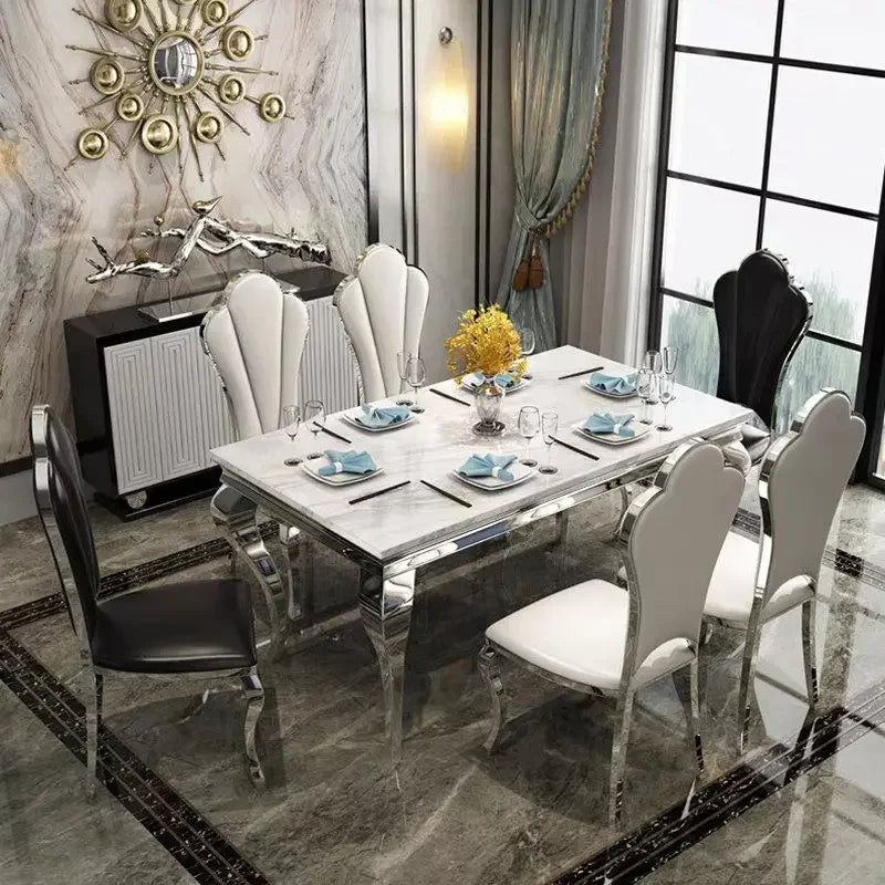 Designer Rectangular Floor Table: White Marble, Luxury, Space-Saving