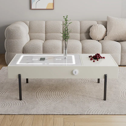 Multi-Function Smart Coffee Table: Nordic Style, Wireless Charging, USB, Bluetooth Speaker