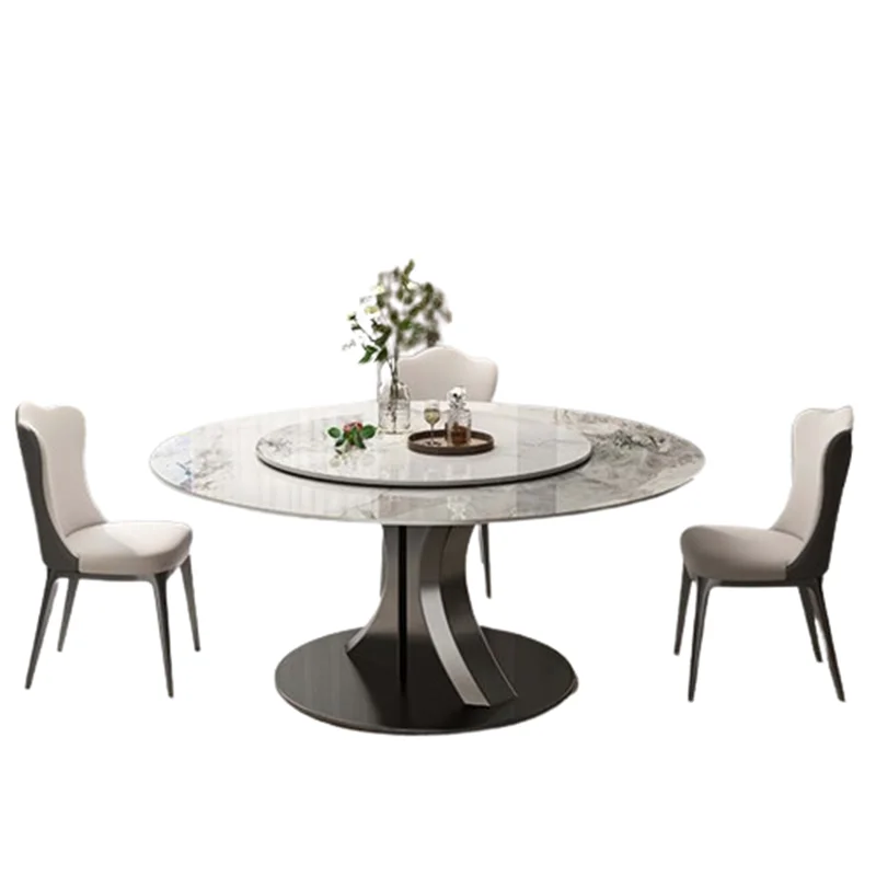 Rotator Dining Table Set: Unique Round Design, White Wood, Luxury Restaurant Furniture