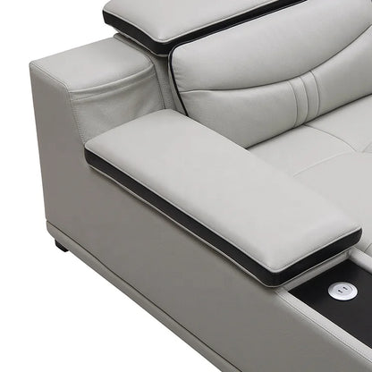 Modern Luxury Genuine Leather L-Shape Sectional Sofa Set for Living Rooms