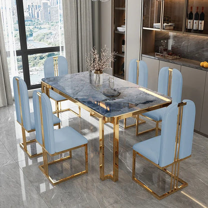 Unique Luxury Dining Set: Modern Metal Legs, Space-Saving Rectangular Table, Nordic Design