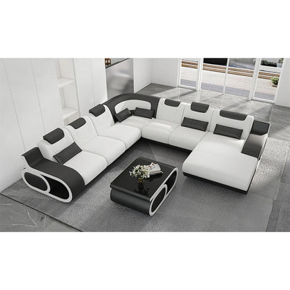 Luxury U-Shaped Leather Sectional Sofa Set for Modern Living Rooms