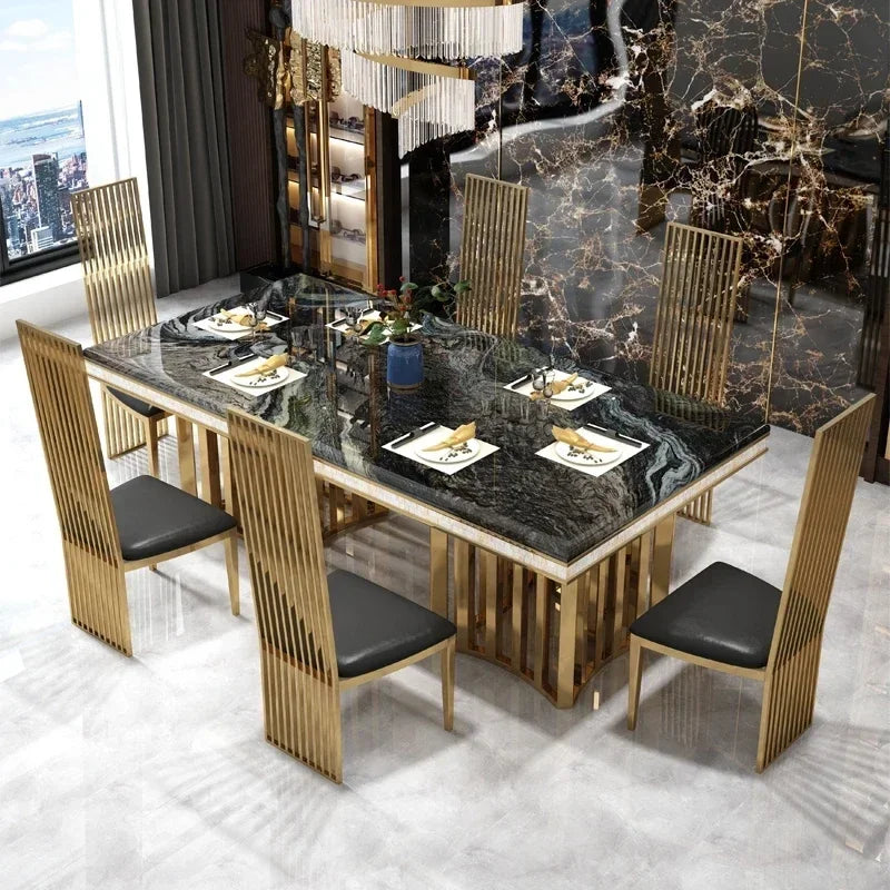 Luxury Modern Dining Table: Marble Desk, Mobile Kitchen Tables, Console, Dining Chairs, Home Furniture