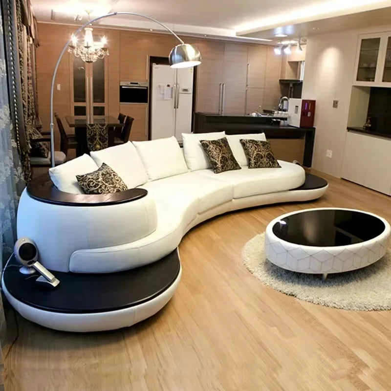 Italian Minimalist L-Shaped Genuine Leather Corner Sofa – High-End Villa Custom Design