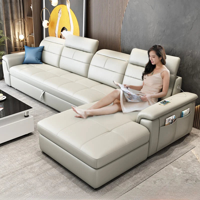 Genuine Leather Sofa - Storage, Reclining, Corner Lounge Design