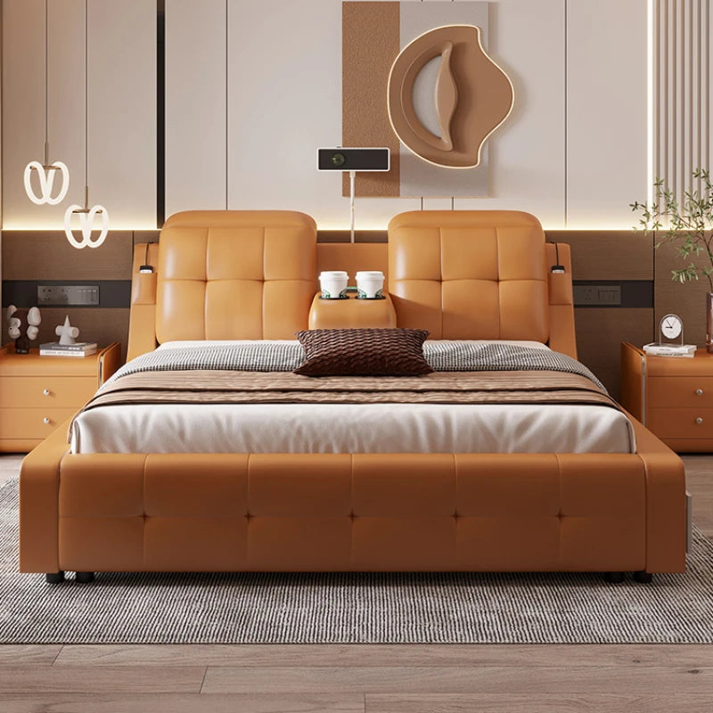 Unique Smart Bedroom Storage Bed: Nordic Wood, King Size