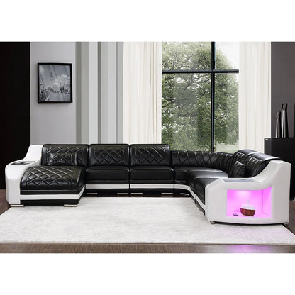 Imported Genuine Cowhide Leather L-Shape Sofa for Modern Living Rooms