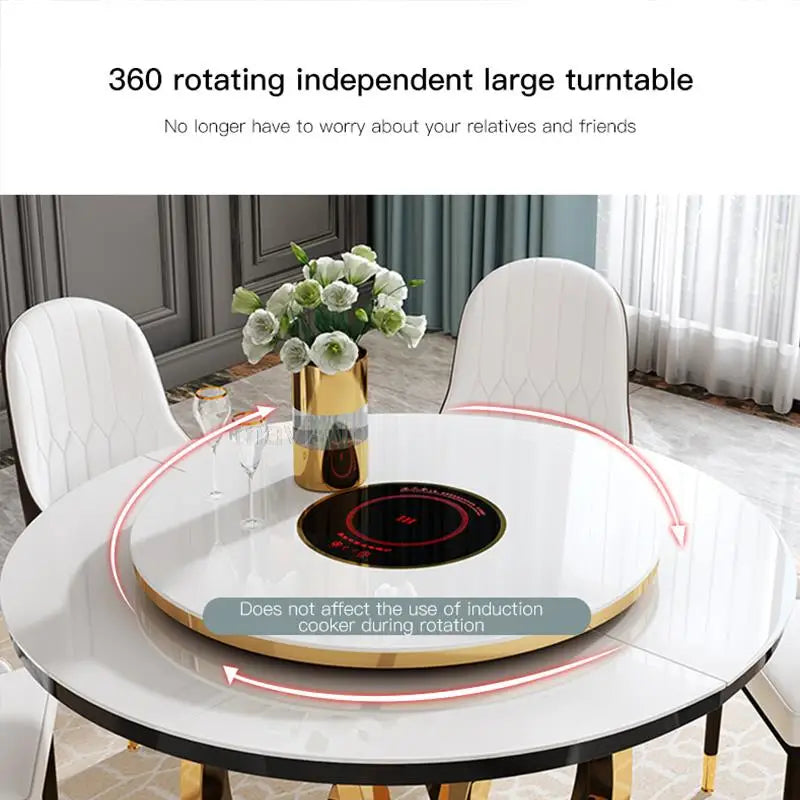 Minimalist Coffee Dining Table: Luxury Turntable, Round Frame, Center Hallway, Kitchen Furniture