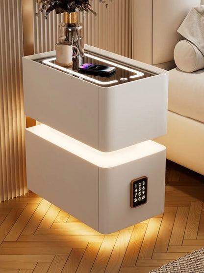 Creative 25cm Smart Bedside Table with Sensor Light & Charging