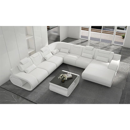 Luxury U-Shaped Leather Sectional Sofa Set for Modern Living Rooms