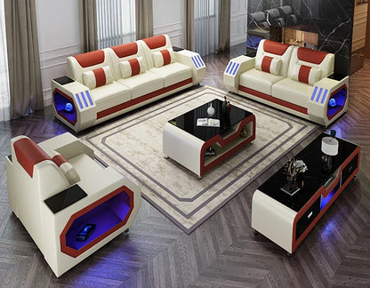 Modern Chesterfield Sectional - Royal Leather Living Room Set