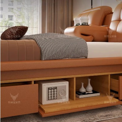 Unique Smart Bedroom Storage Bed: Nordic Wood, King Size