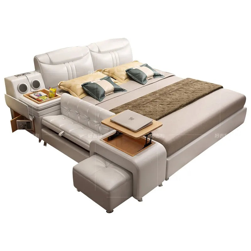 Elegant King Size Bed with Storage - Loft Leather, Luxury