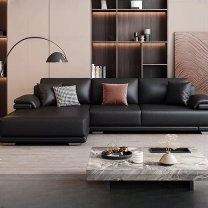 Italian Leather Sofa - Modern Black, Designer Reclining Loveseat