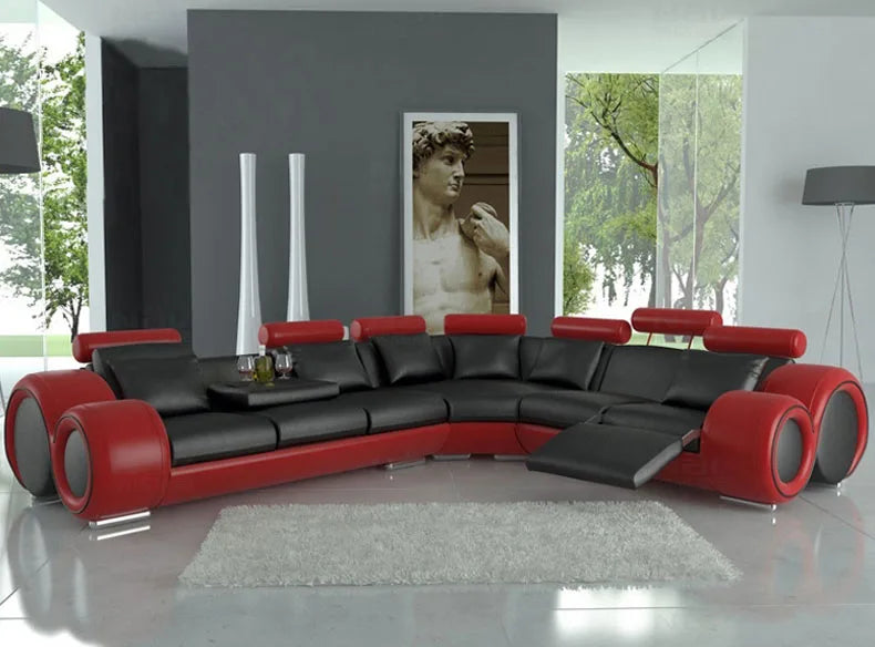 Modern European Style Luxury Living Room Sofa Set – L-Shaped Reclining Sectional